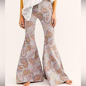 Free People Just Float On Limestone Paisley Flare Jeans - Size 32